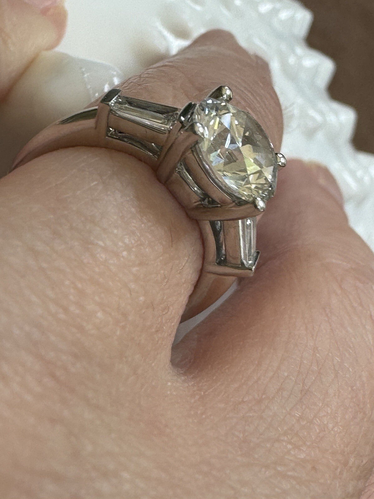 2.55ct G, VS2 Tapered Baguette Diamond Engagement Ring