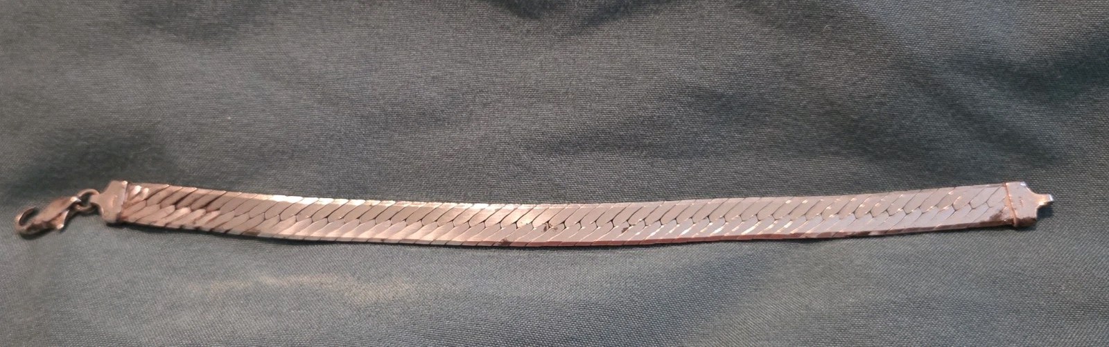 Vintage Italy Sterling Silver Wide Herringbone Bracelet