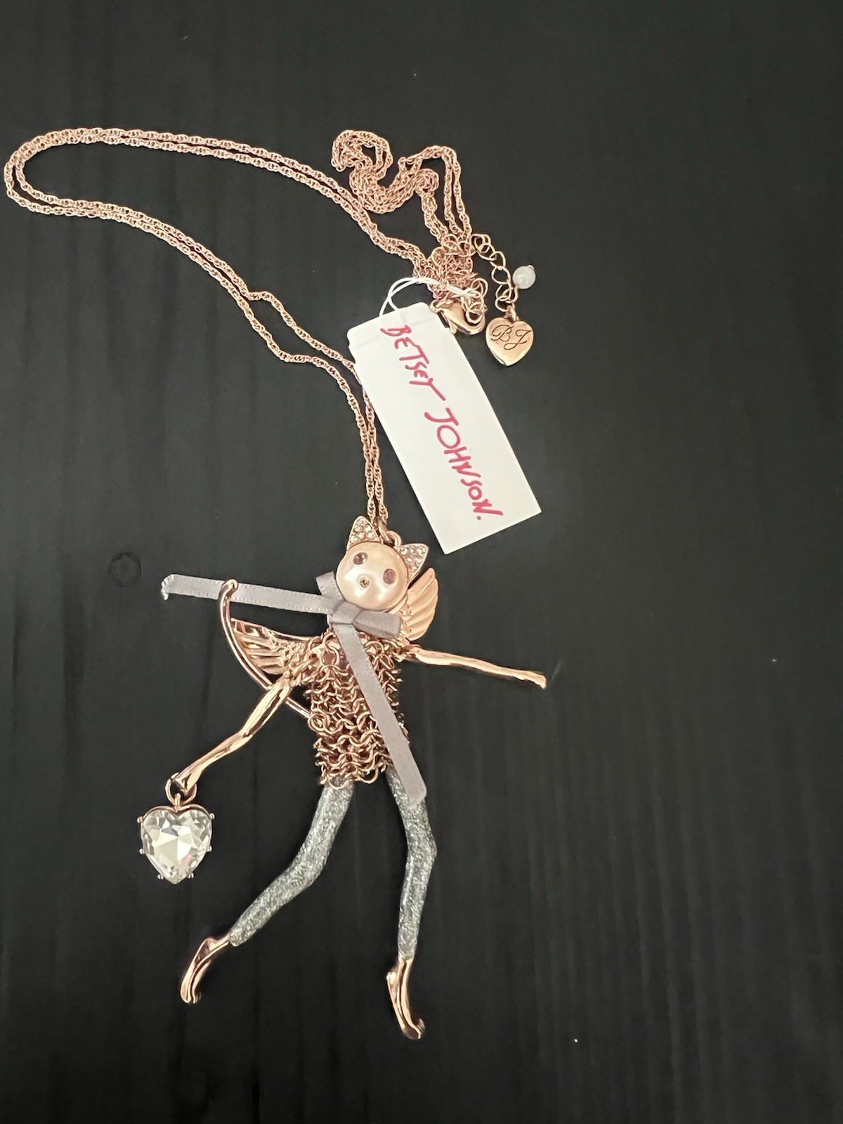 Betsey Johnson Just Kitten Around Bronze Cat Pendant – Rare – O4