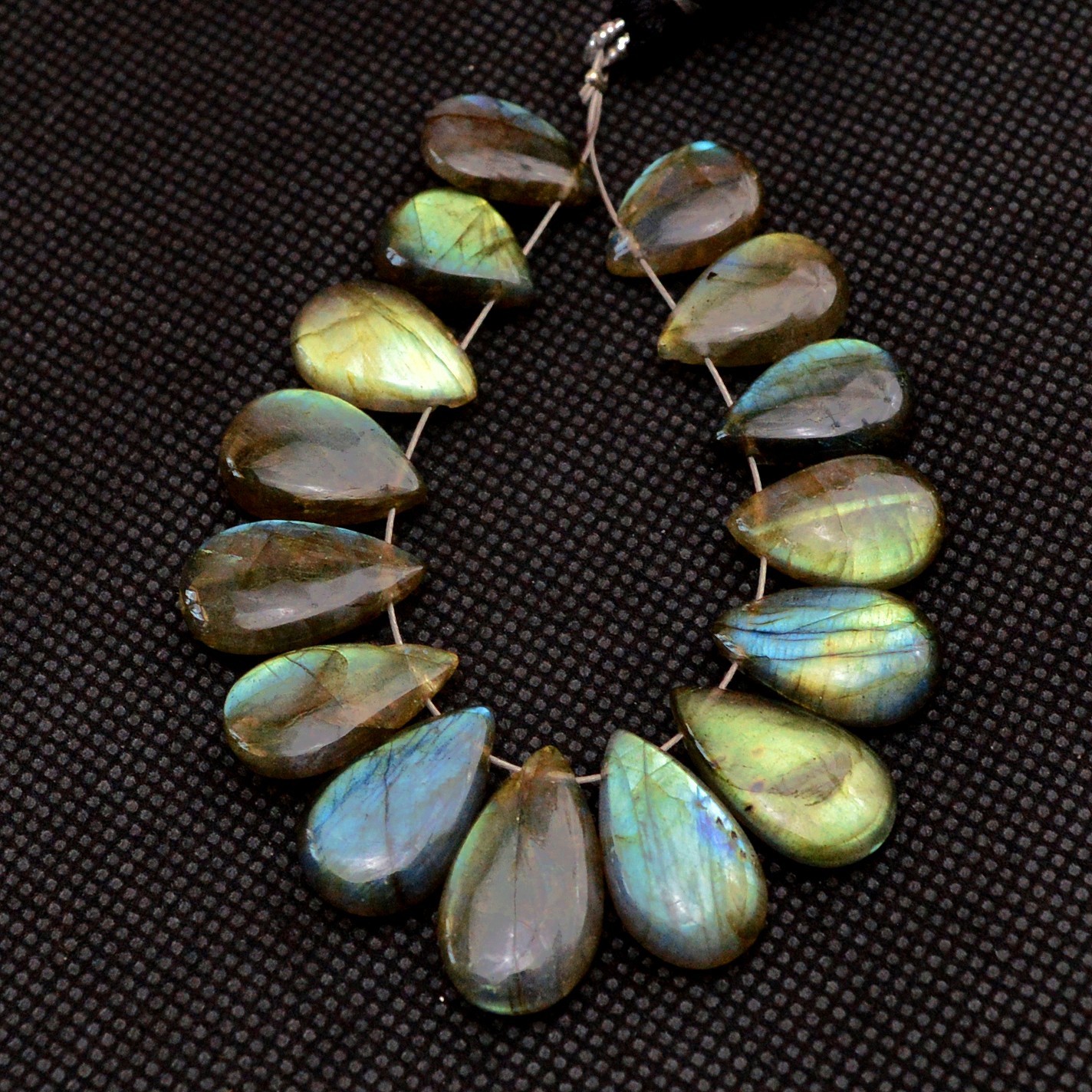15Pcs 87Cts Natural Labradorite Loose Briolette Gemstone Lot 19×10 12x9mm #18621