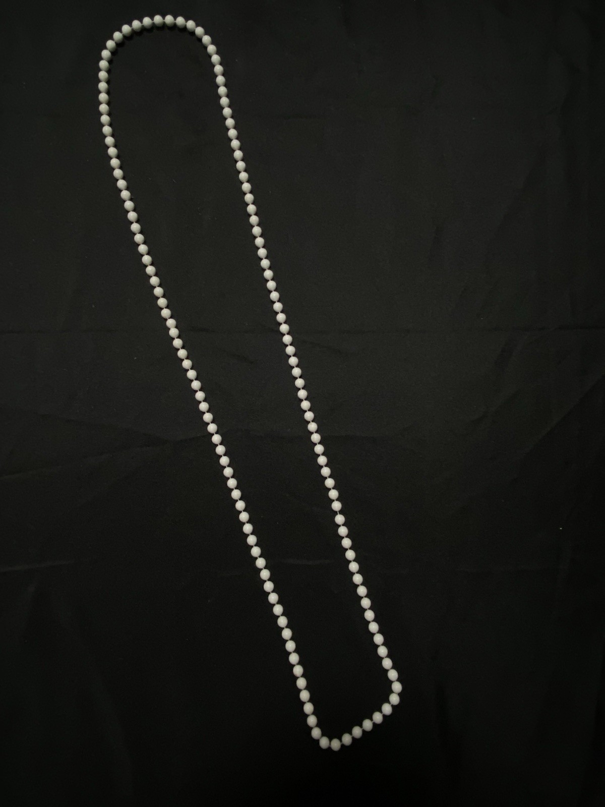 White Round Plastic Beaded Strand Necklace, Ball/Bead Chain, Over 36 in