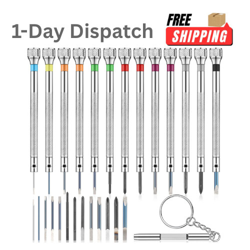 13 Piece Jewelers Screwdriver Set 0.6 2.0 mm with Extra Blades for Watch Repair