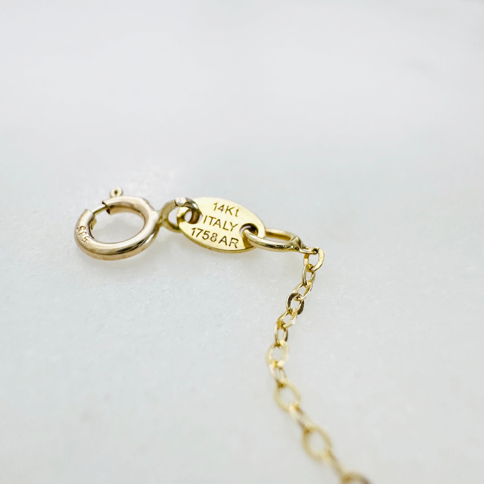 14K Solid Yellow Gold Thin Cable Link Safety Chain Extension Extender .9mm, 2.4″