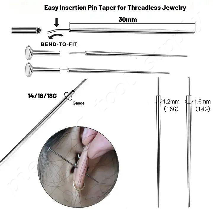 Threadless Pin Taper for Labret Barbell Stud Piercing for Nose Stud Helix Tragus