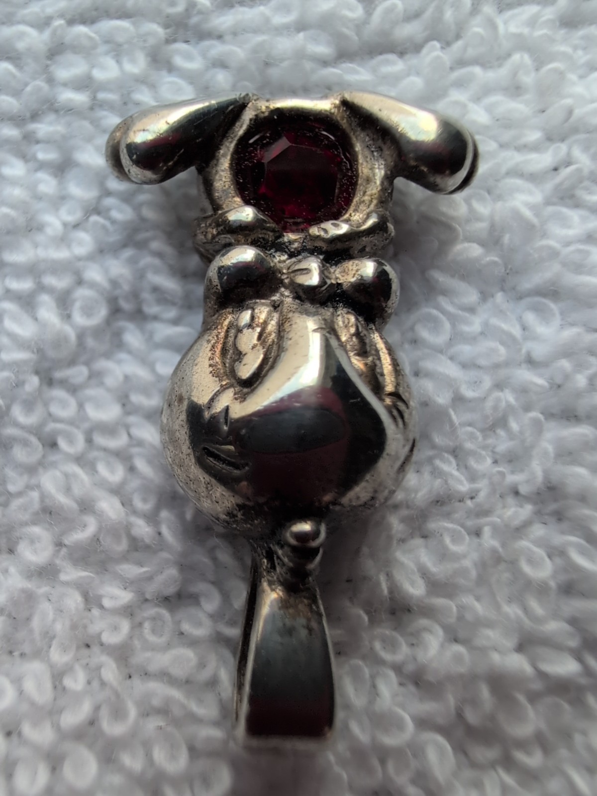 Vintage Tweety Bird Pendant Warner Bros. Sterling 925 red foil backed rhinestone