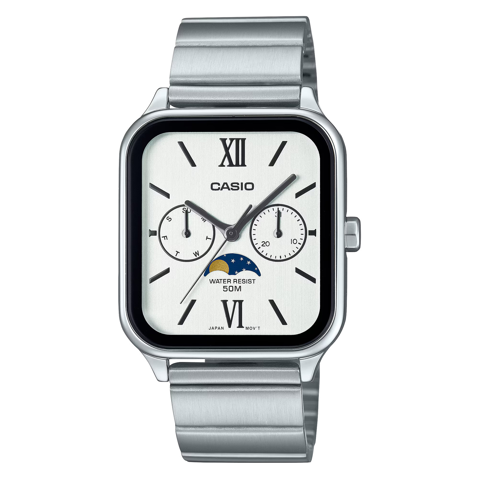 CASIO MTP-M305D-7A2V MOONPHASE QUARTZ ANALOG WHITE DIAL WATCH