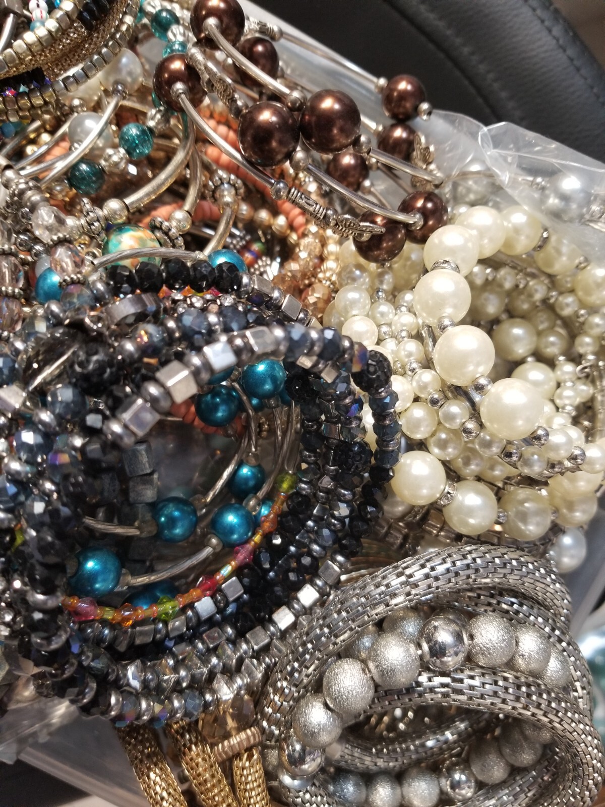 Lot Random Mix Bracelets rhinestone cuff stretch enamel Wrap Bead Gold silver Pl