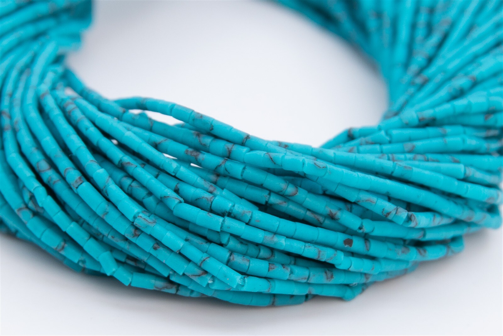 1x1MM Water Blue Howlite Beads Round Tube Loose Beads 14.5″