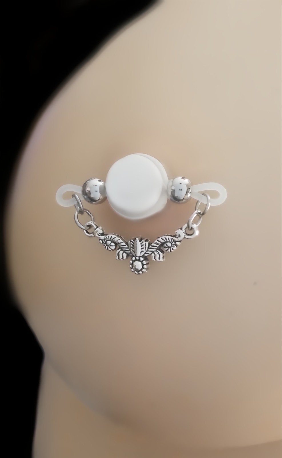 Filigree Fake Barbell – Fake Piercing- None Piercing Nipple Jewelry – b-115