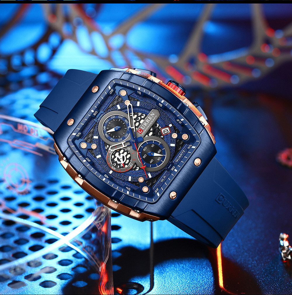CURREN Men Sport Watch Brand Silicone Wristwatch Big Case Male Quartz Watches