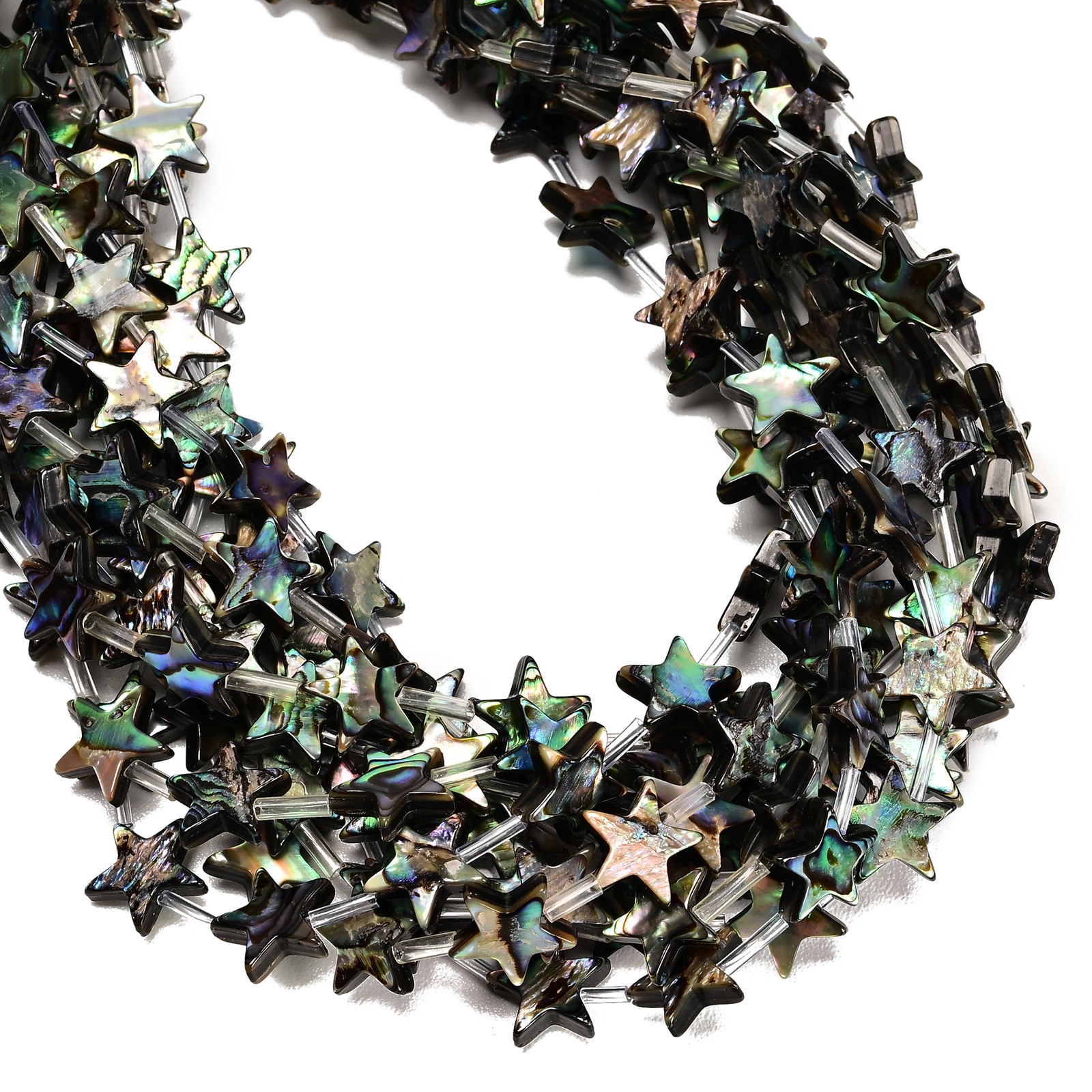 Natural Abalone Shell Five-Pointed Star Shape Beads Size 12mm 15.5” Strand