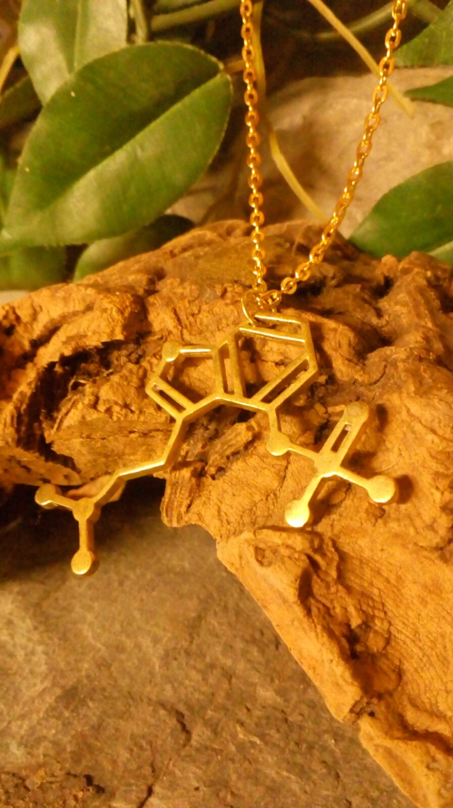 DOPAMINE SEROTONIN Molecule DNA genetic structure pendant necklace BRASS India