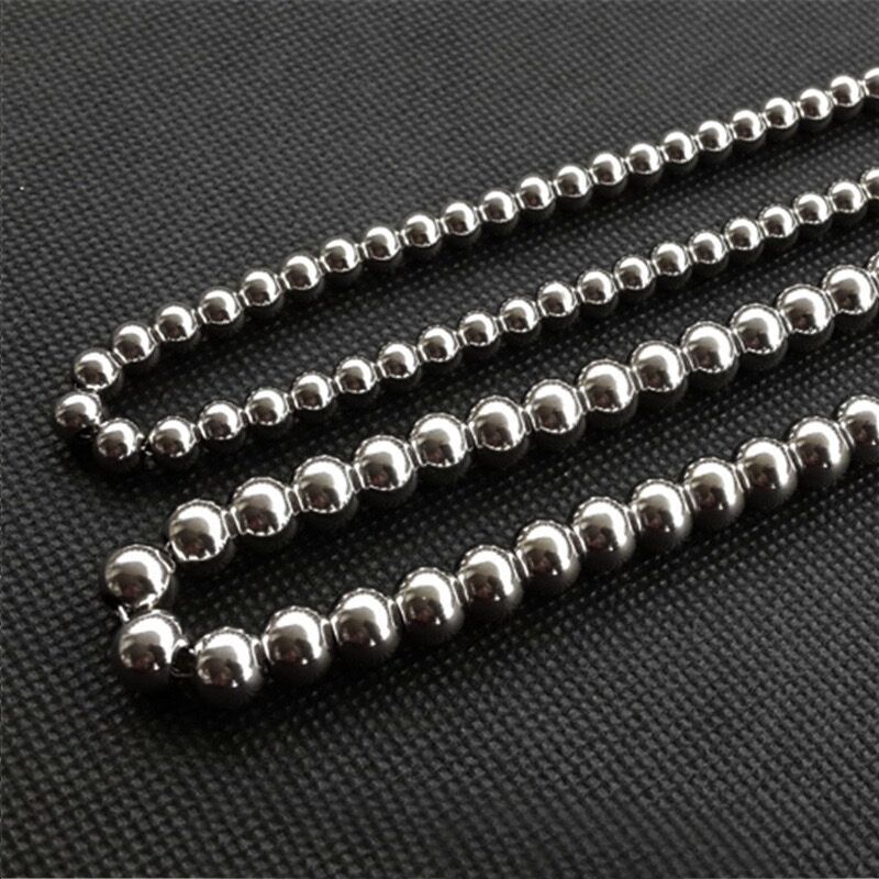 4/6/8/10mm Real Stainless Steel Solid Heavy Bead Ball Chain Necklace Never Fade