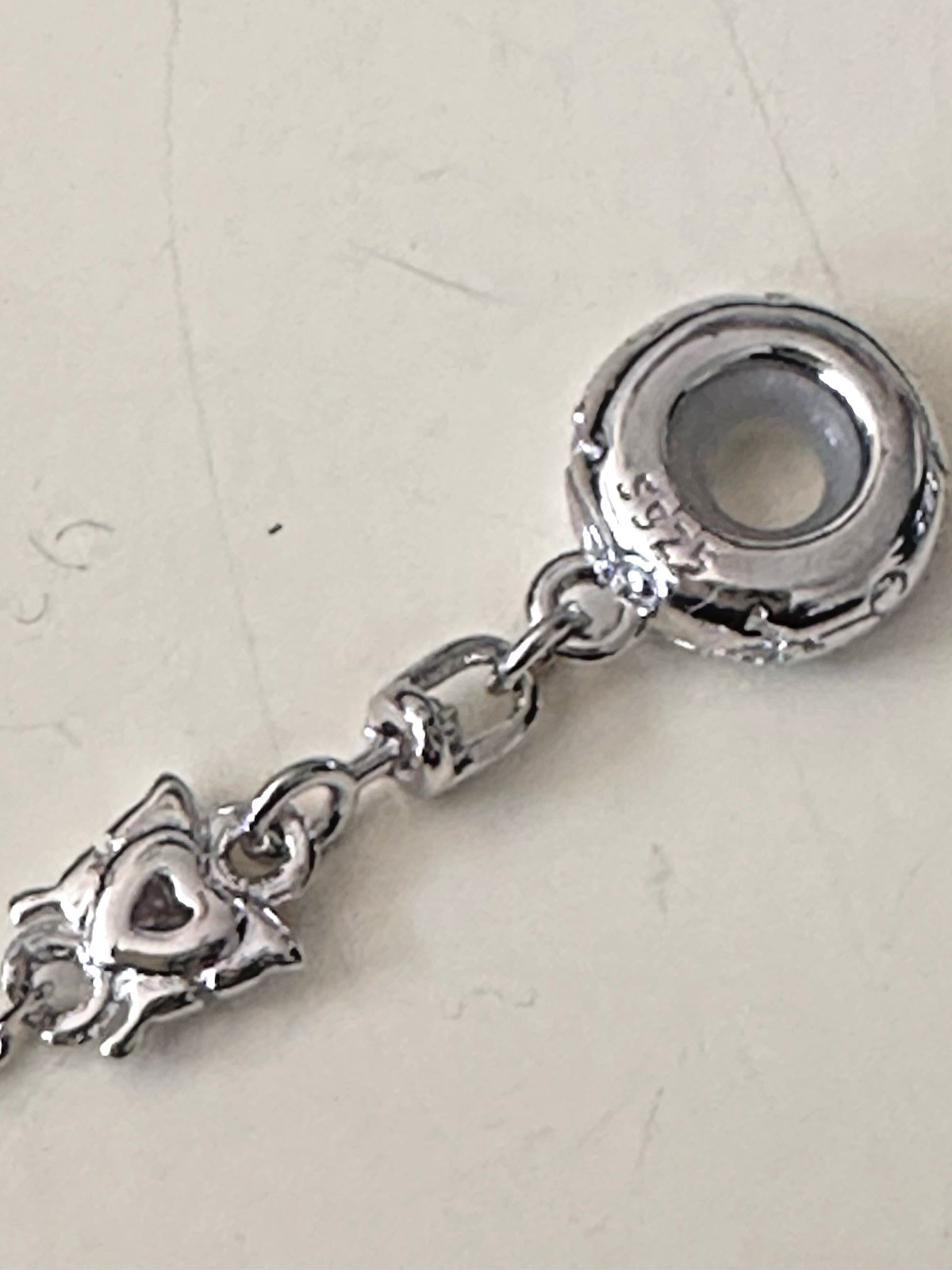2 PANGAMA SILVER BRACELET PURPLE FLORAL CHARM WITH SAFETY CHAIN + EXTENSION NEW