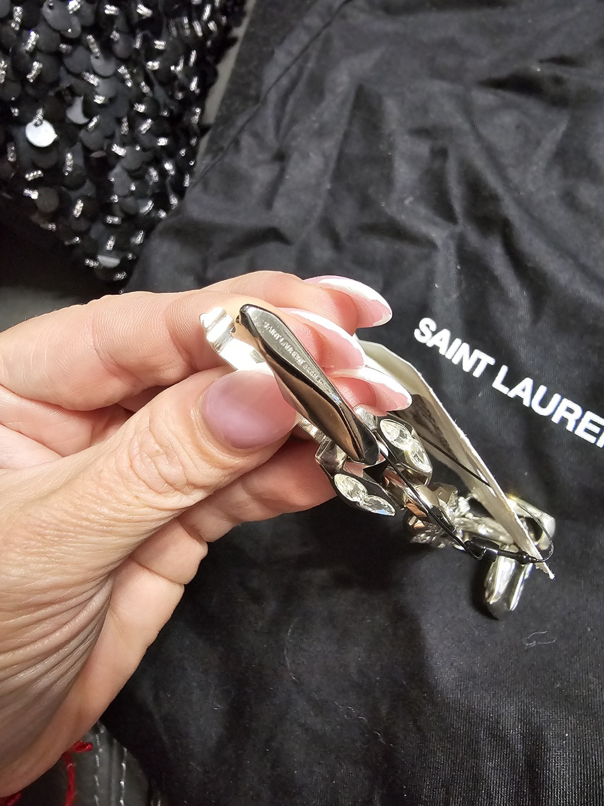 NEW YSL Saint Laurent Diamond Chain & ST Bracelet Authentic
