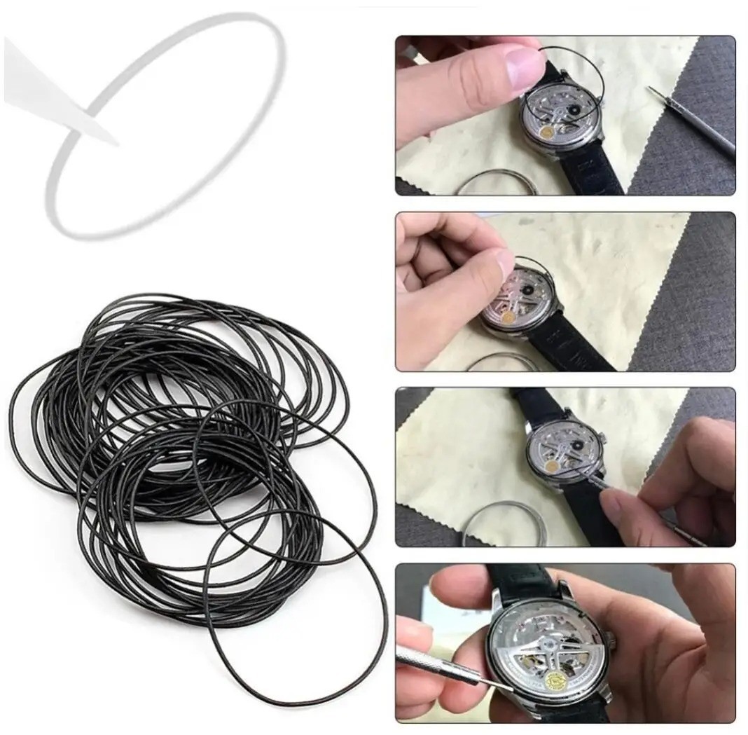 200pcs 0.5&0.6mm Waterproof Watch O-Ring Rubber Gasket Assortment For Watchmaker
