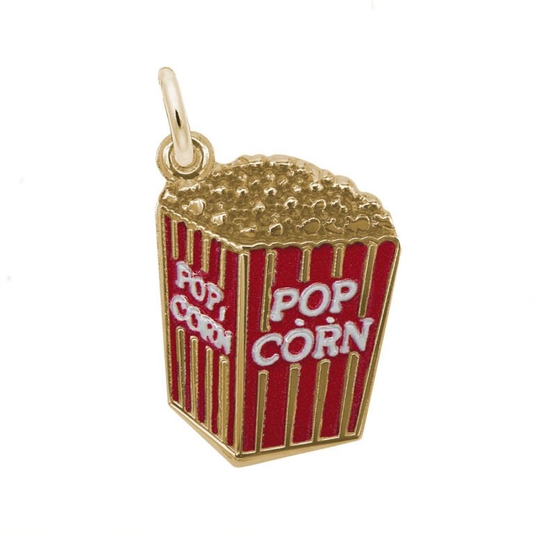 Painted Movie Popcorn Charm by Rembrandt 10K Gold, 14k Gold or Sterling Silver