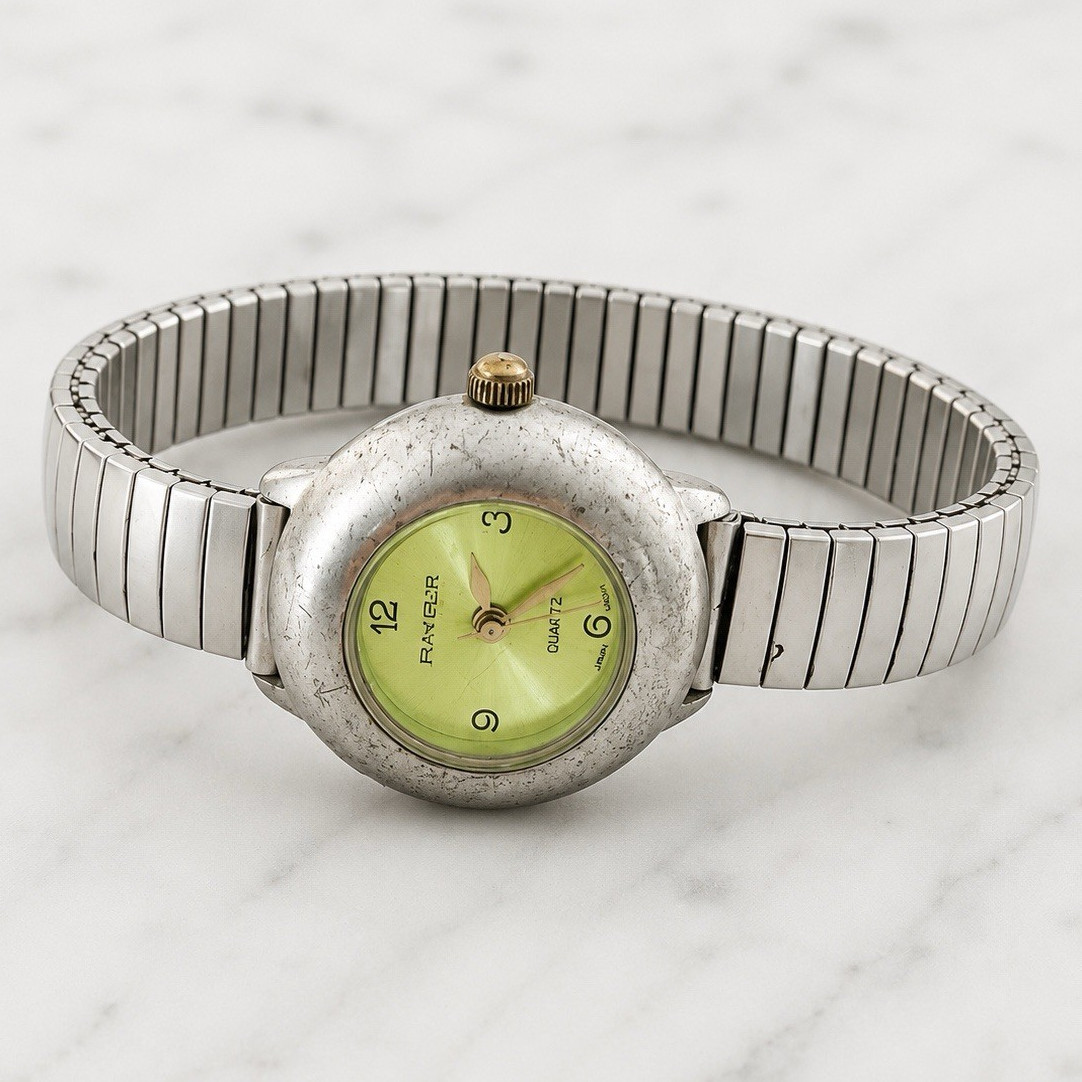 Vintage RYRR FIRENZE Women’s Quartz Watch Green Dial Arabic Silver Bracelet