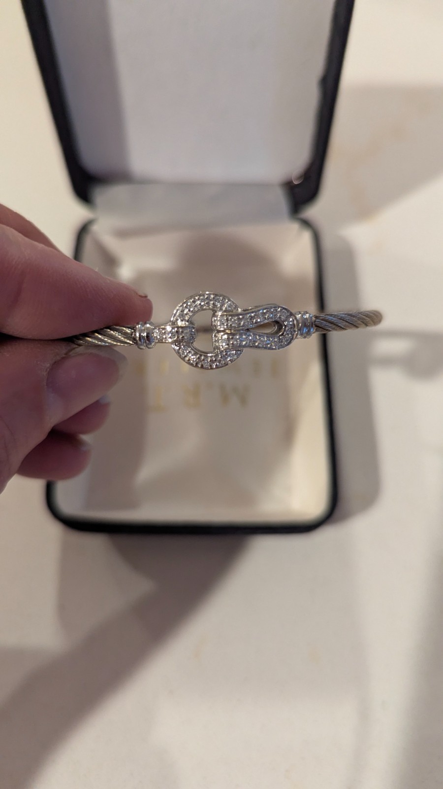 Charriol Diamond Bracelet – Stainless Steel Cable with 18K White Gold