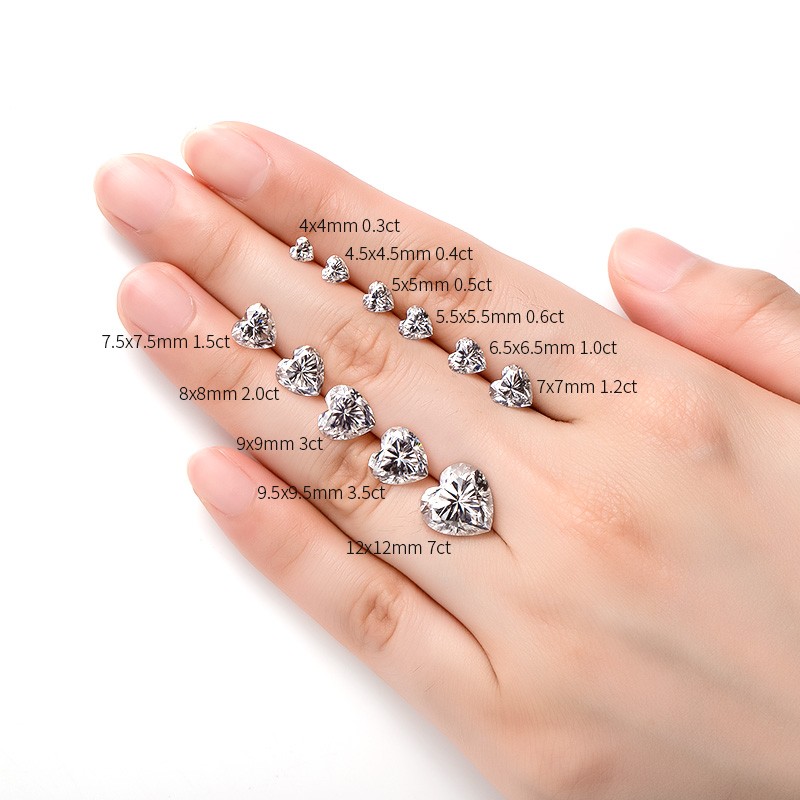 US 0.1-4ct D Color Heart Cut 1-8pcs Sparkling Loose Moissanite GRA VVS Wholesale