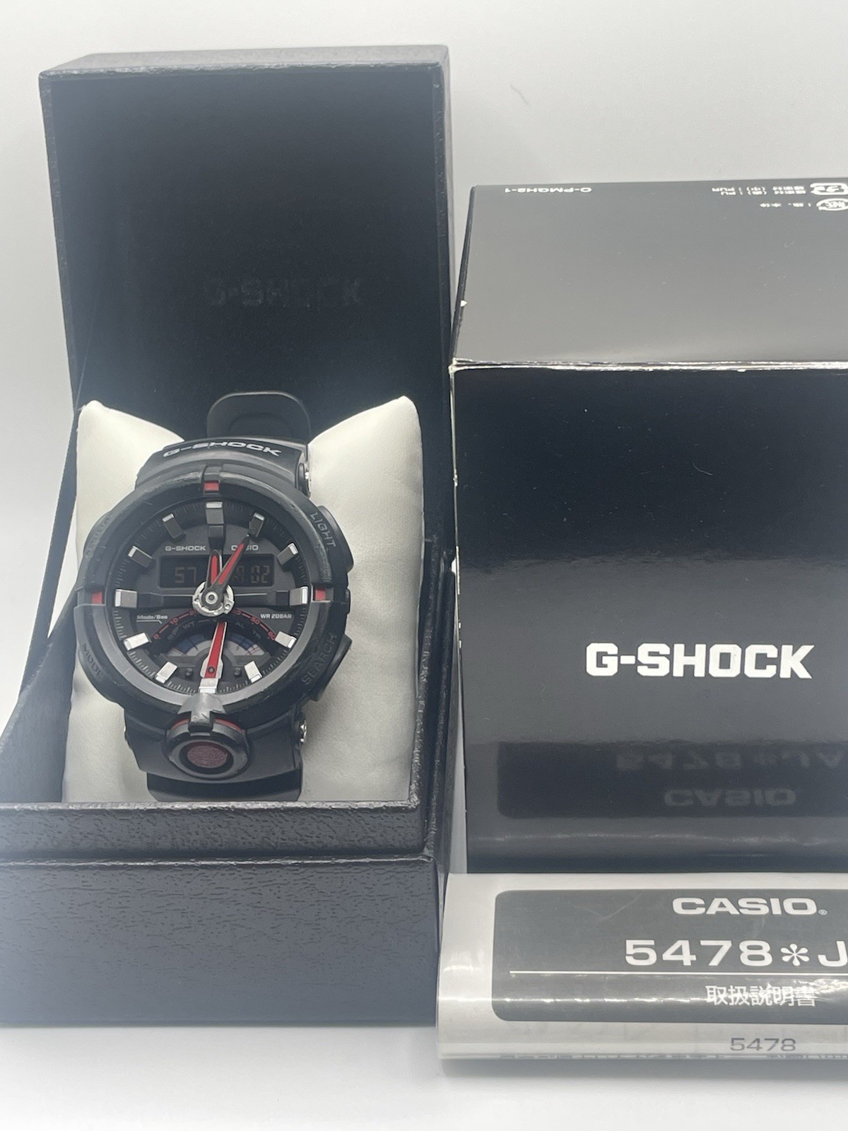 Casio G-Shock GA-500 5478 Black Red New Battery Gasket Greased Serviced Boxed