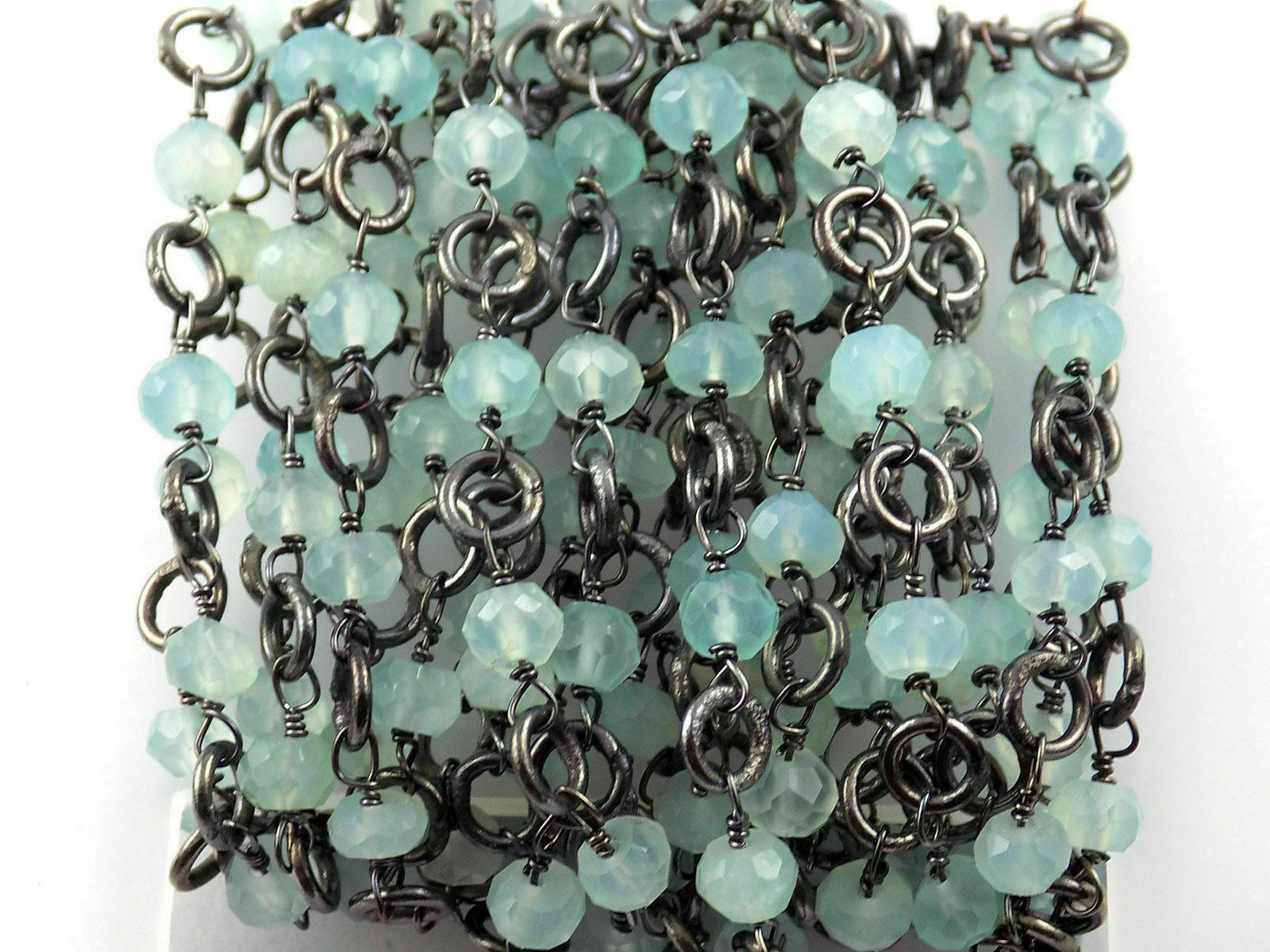 3 Feet Apatite Rondelle 4-4.5mm Natural Beads Black Wire Apatite Ring Chain