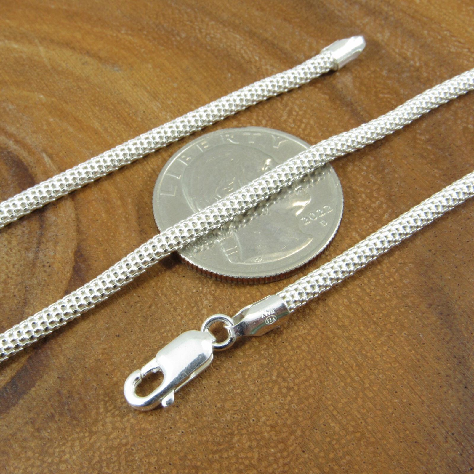 Solid Genuine 925 Sterling Silver Women’s Italian Popcorn Garland Chain Necklace