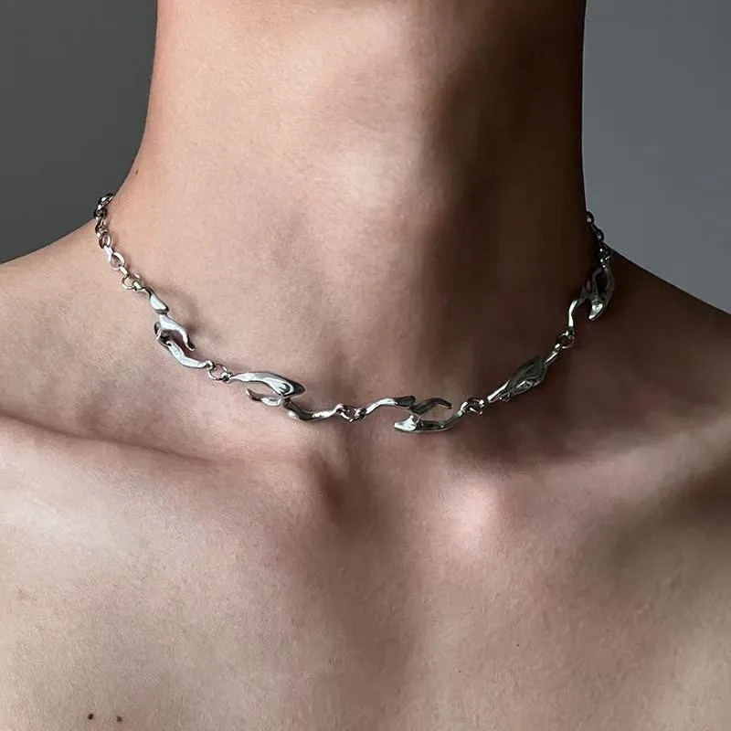 Hip Hop Irregular Titanium Steel Necklace for Man Luxury Collar Chain Unisex Jew