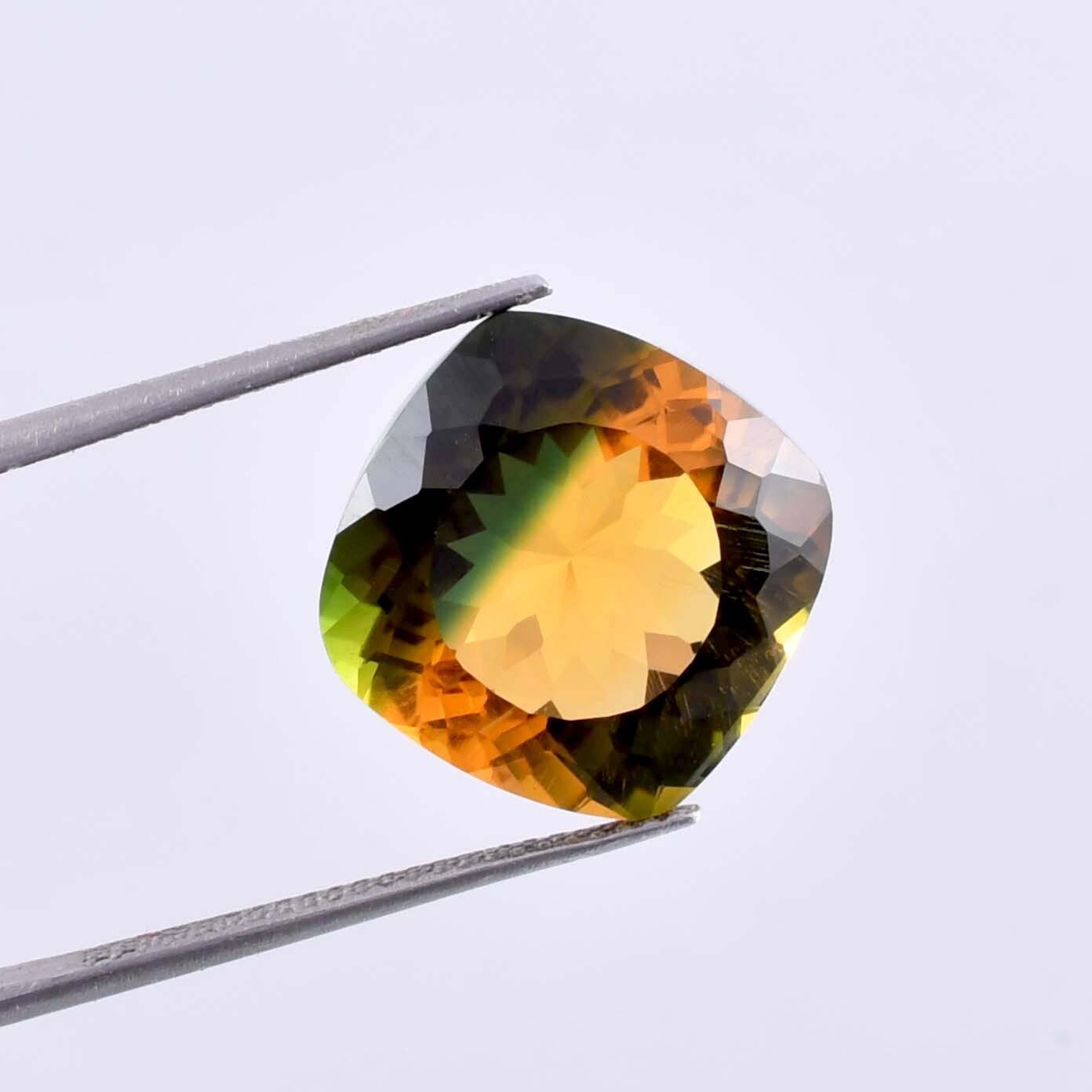 Flawless Natural Bi-Color Yellow Green Tourmaline (GIT Certified) Loose Gemstone