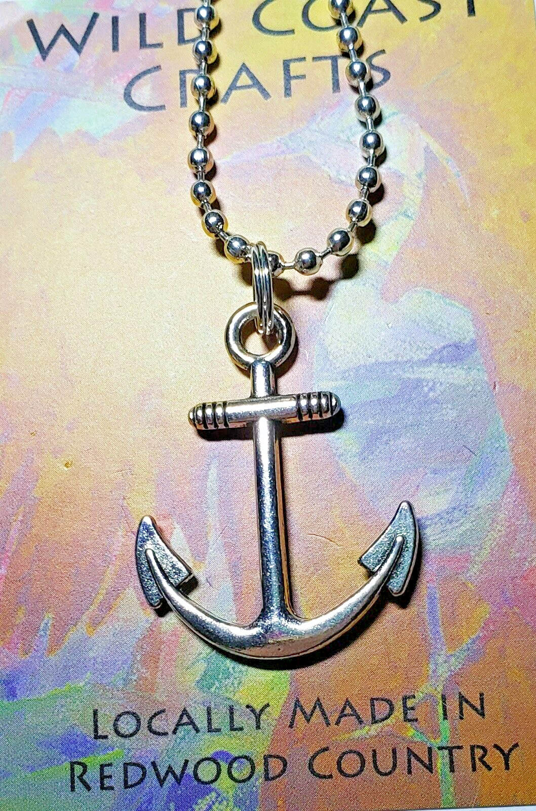 Silver 1 1/2 ” Anchor Pendent Necklace with 20″ Ball Chain