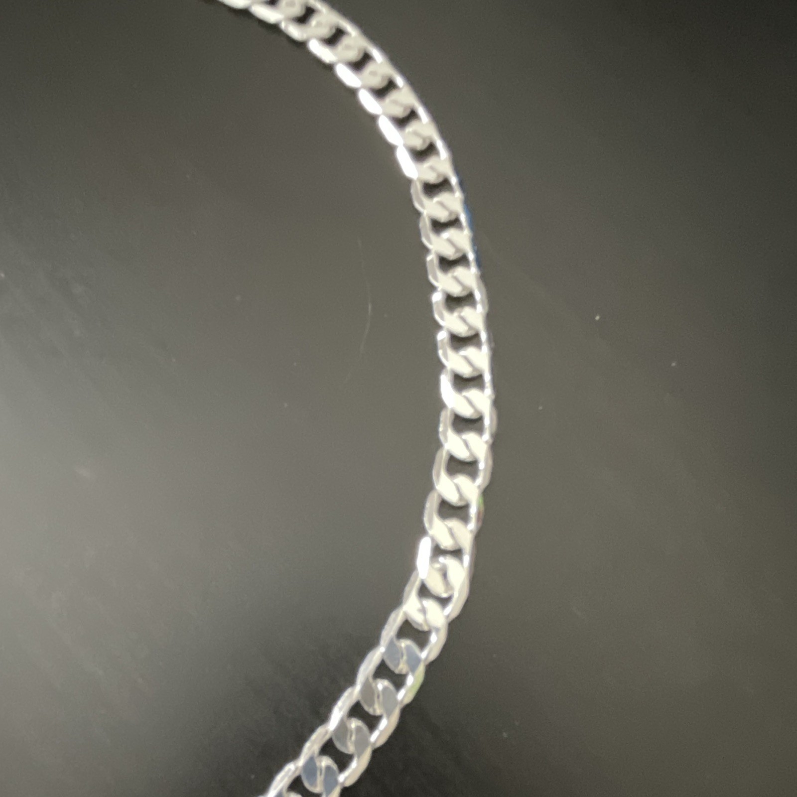 24 INCH .925 STERLING SILVER PLATED FLAT CHAIN NECKLACE LOBSTER CLASP