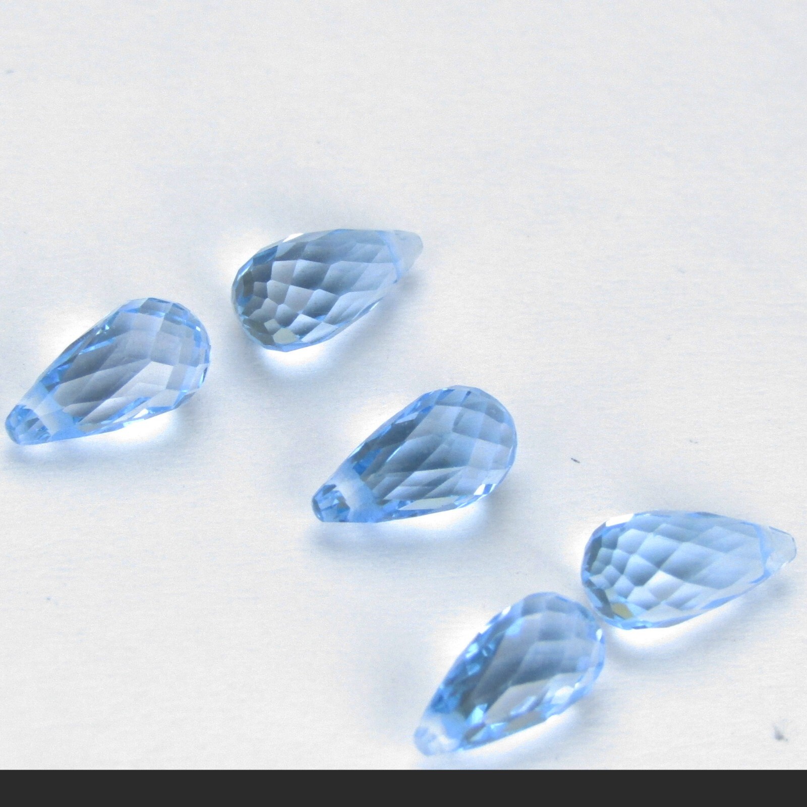 5.35Cts Natural Baby Blue Topaz 5 pieces briolette top side drilled Gemstones