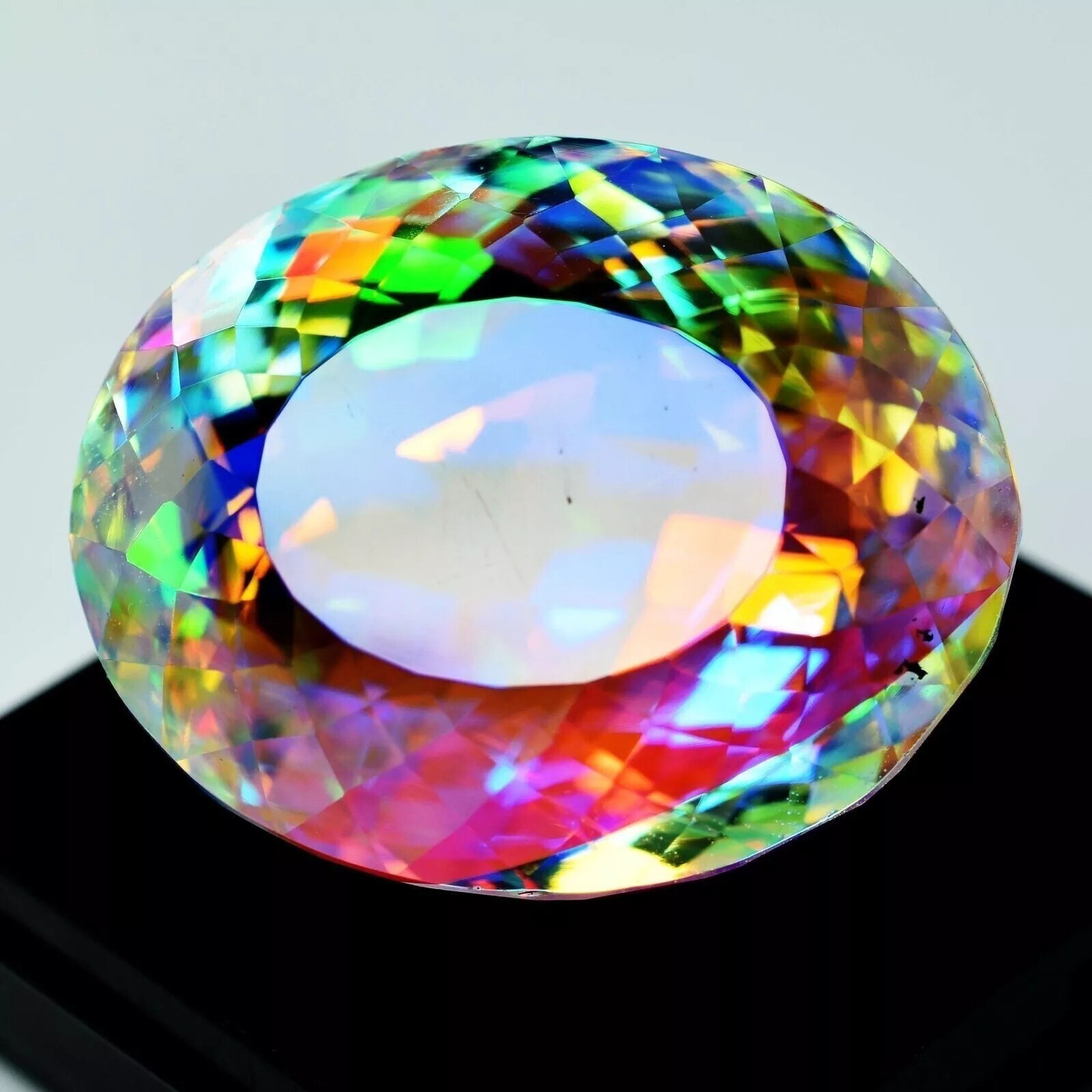 Natural Mystic Topaz Color Oval Cut Certified 69.40 Ct Rainbow Loose Gemstone