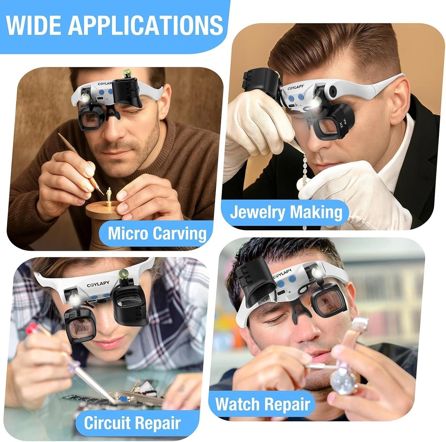 Professional Magnifying Glasses with Light & 5 Lens Pairs for Close Work