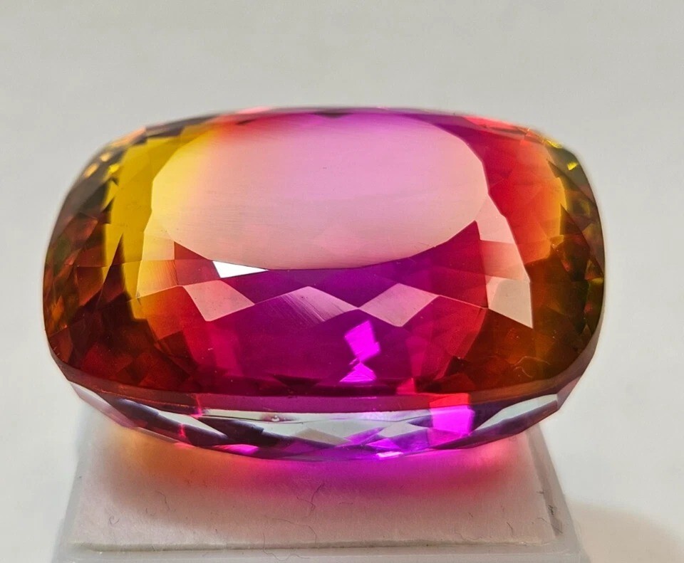 Amazing Tourmaline Bi-Colour 85+ Ct Cushion Cut Natural Certified Gemstone