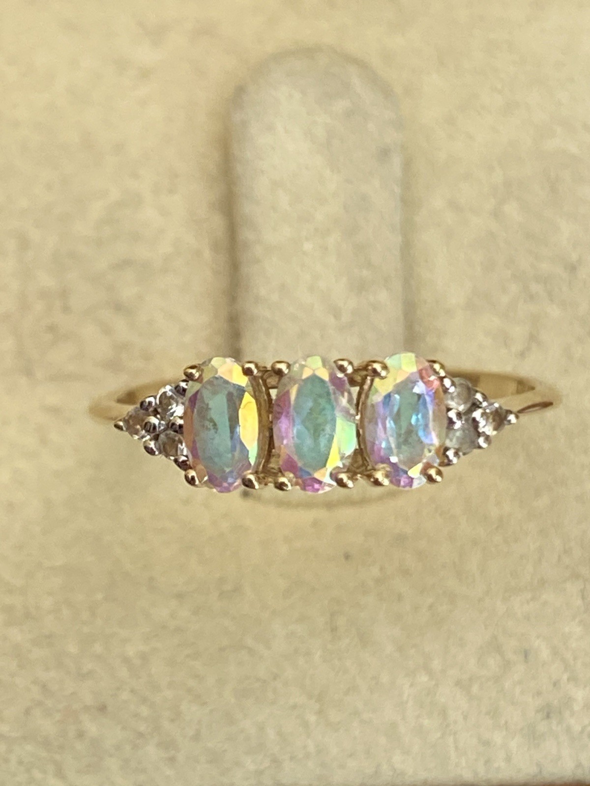 9 Carat Yellow Gold Mystic And White Topaz Ring Size N