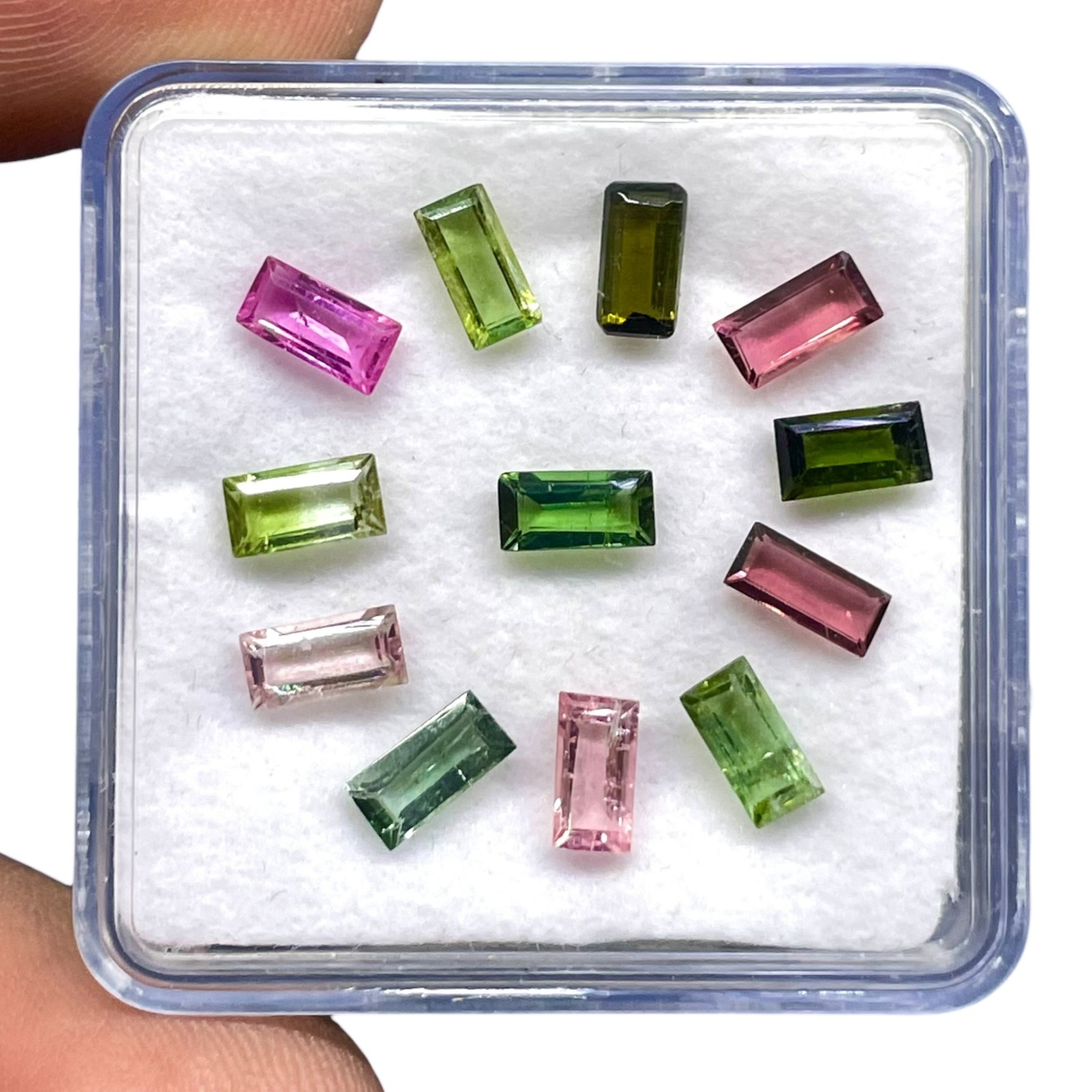 12 Pcs Natural Multi Tourmaline 6-6.3mm Baguette Cut Loose Untreated Gemstones