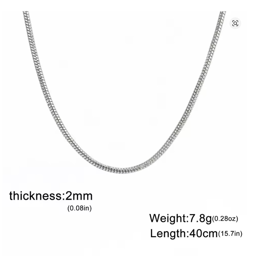 Stainless Steel Snake Chain Necklace 0.9-2mm Choker Link Men Women Gift