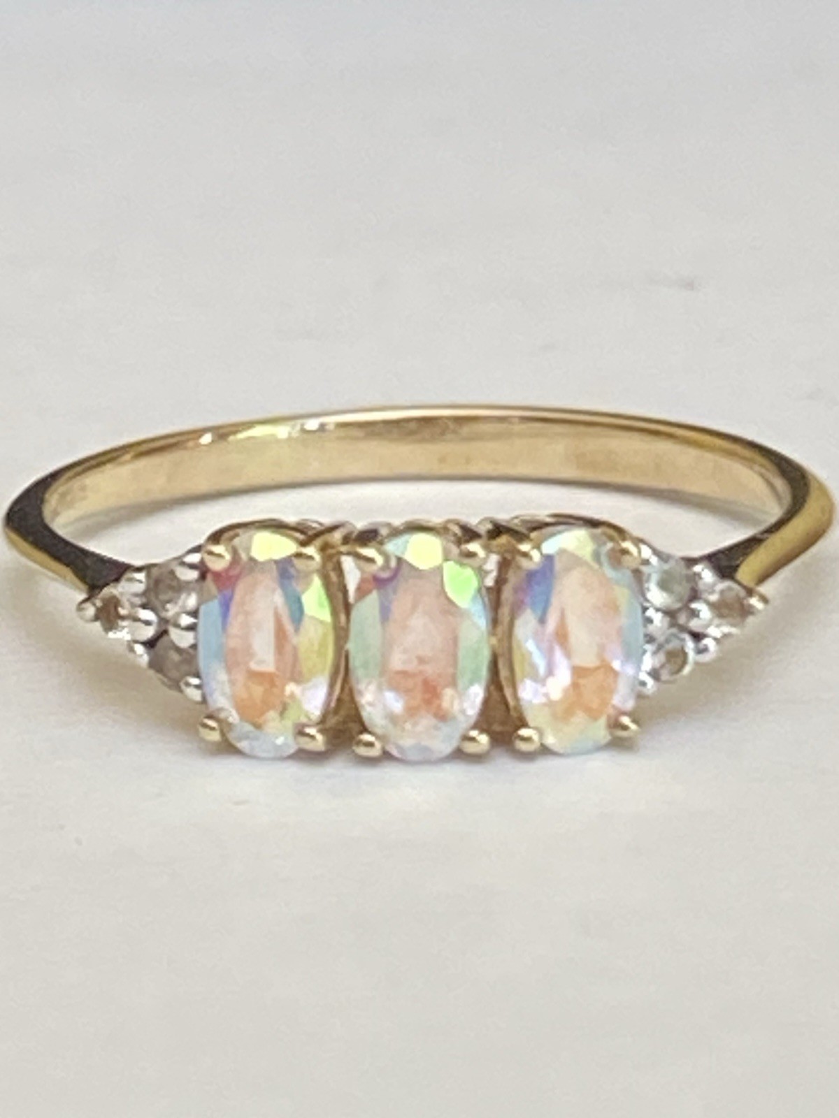 9 Carat Yellow Gold Mystic And White Topaz Ring Size N