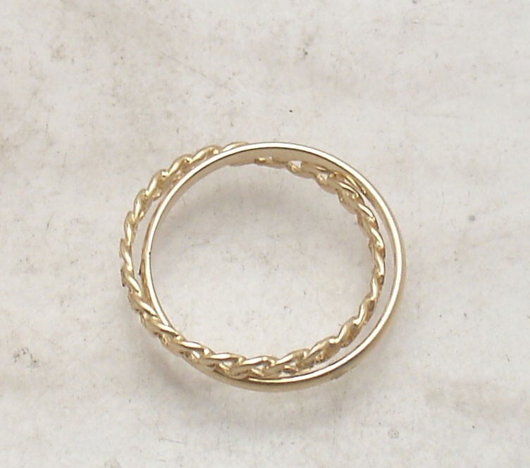 Size 8 Double Curb Cuban Plain Rolling Band Ring Real Solid 14K Yellow Gold