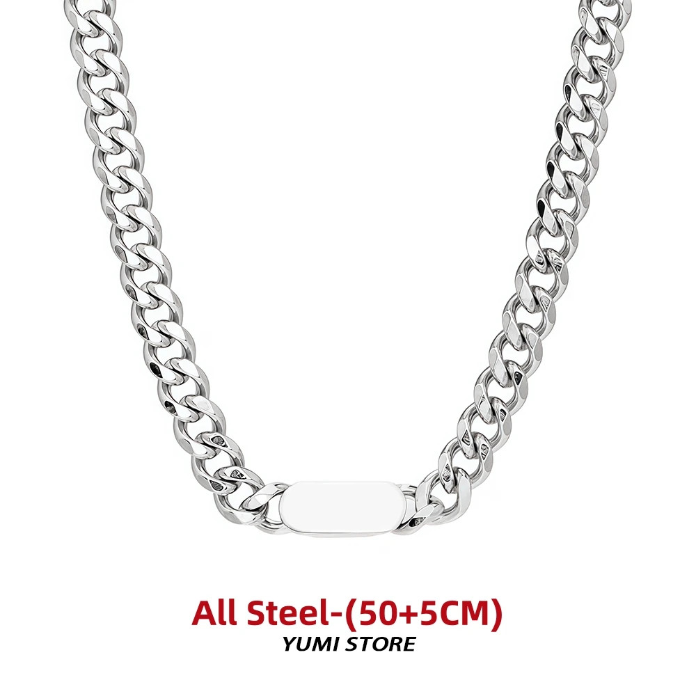 Hip Hop Cuban Square Necklace For Man Woman Non Fading Titanium Steel Clavicle C