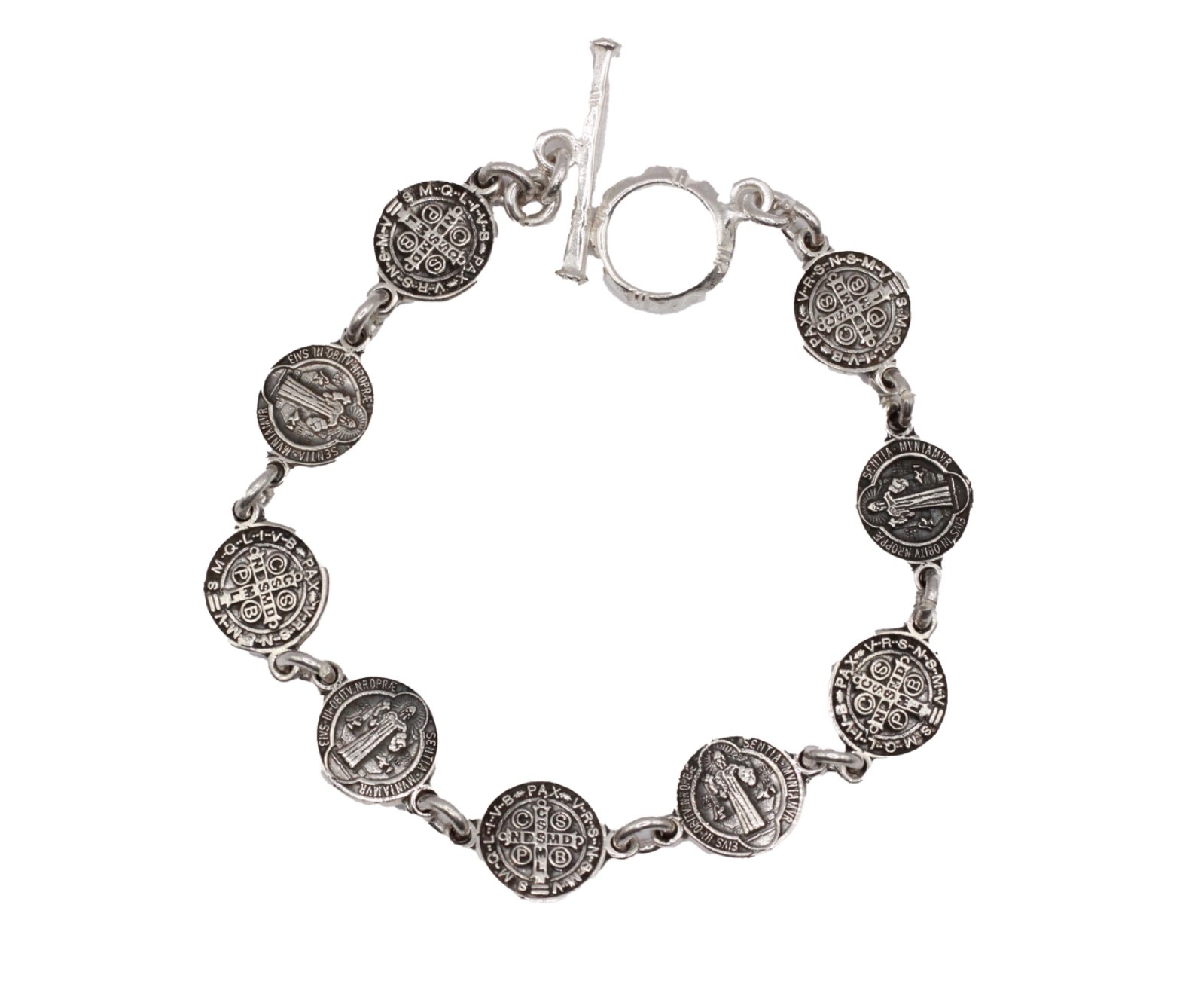 San Benito Medal Bracelet .925 Sterling Silver – St Benedict Silver 7 inch