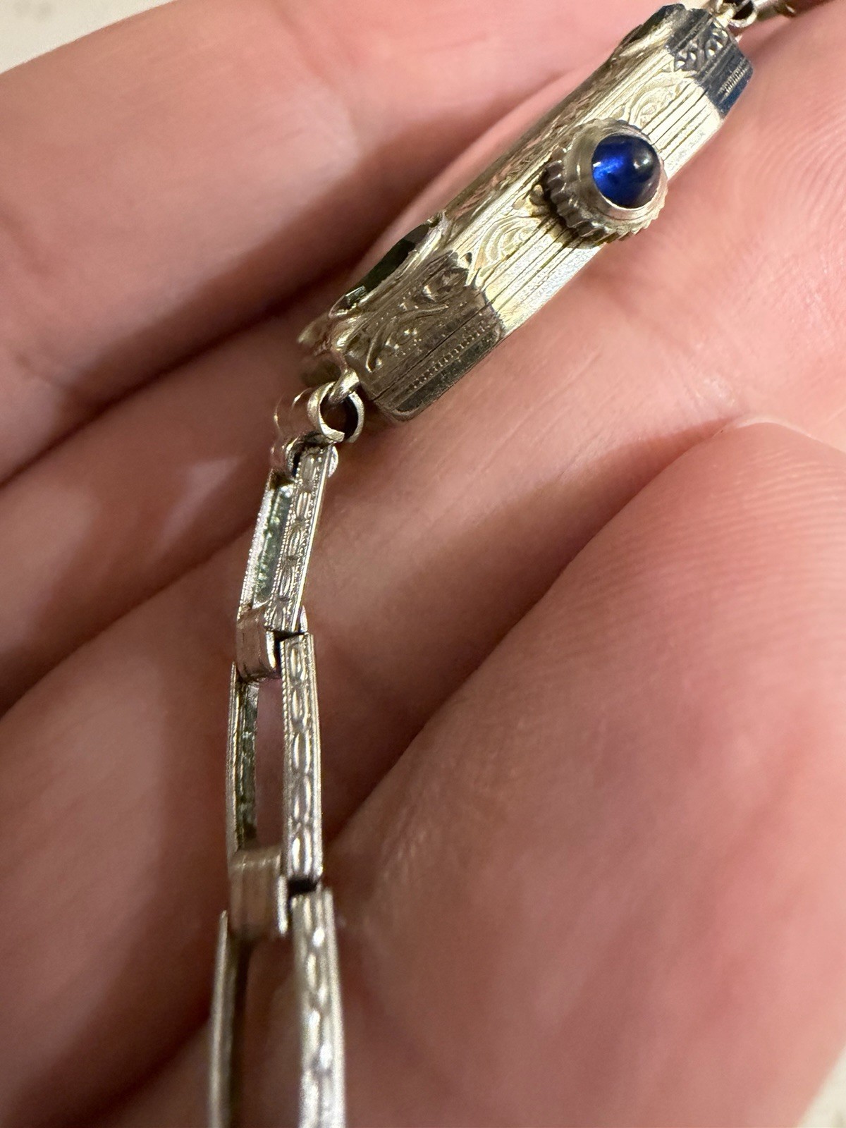 1920’s LADY IOCO 14K WHITE GOLD & SAPPHIRE WATCH W/ ORIGINAL 1/20 GF BAND -RARE!