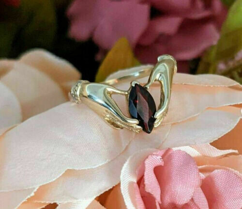 1.00Ct Marquise Cut Red Garnet Solitaire Engagement Ring 14K Yellow Gold Finish