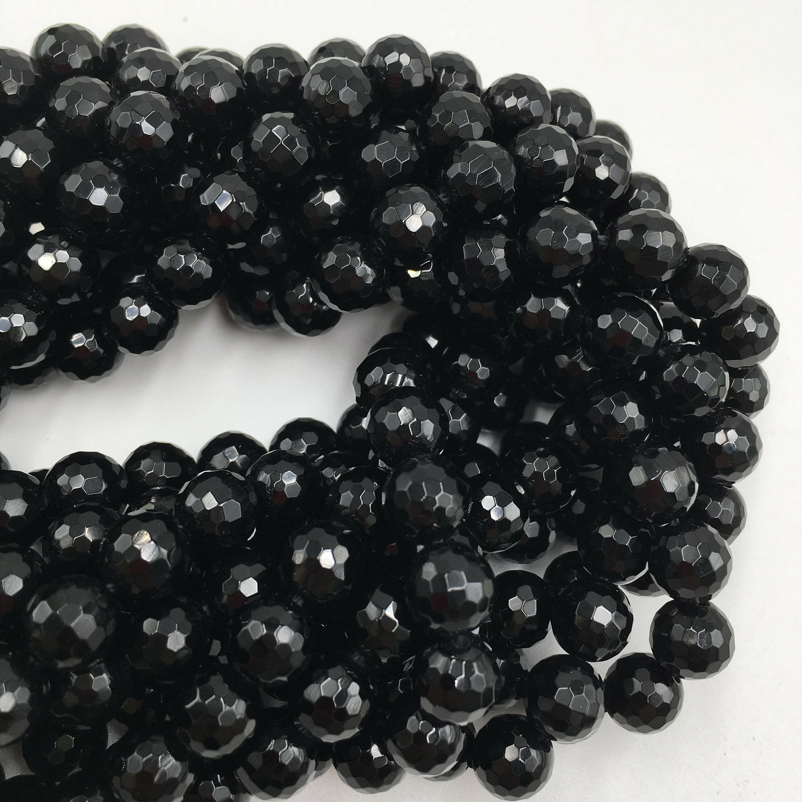 Black Onyx Faceted Round Beads 4mm 6mm 8mm 10mm 12mm 14mm 16mm 18mm 15.5″ Strand