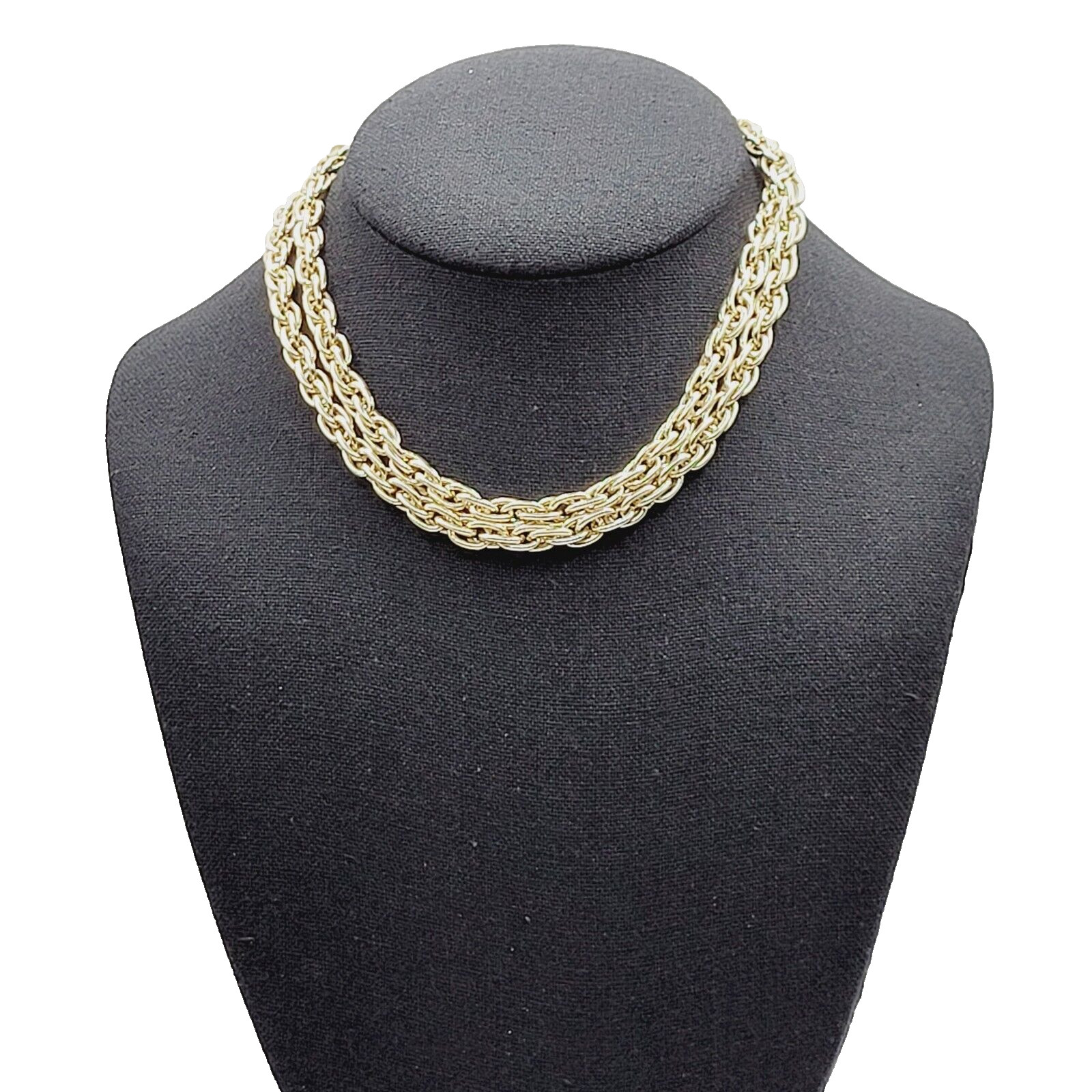 Multi Link Twist Rope Style Chain Very Light Gold Tone Vintage Necklace 30 Inch