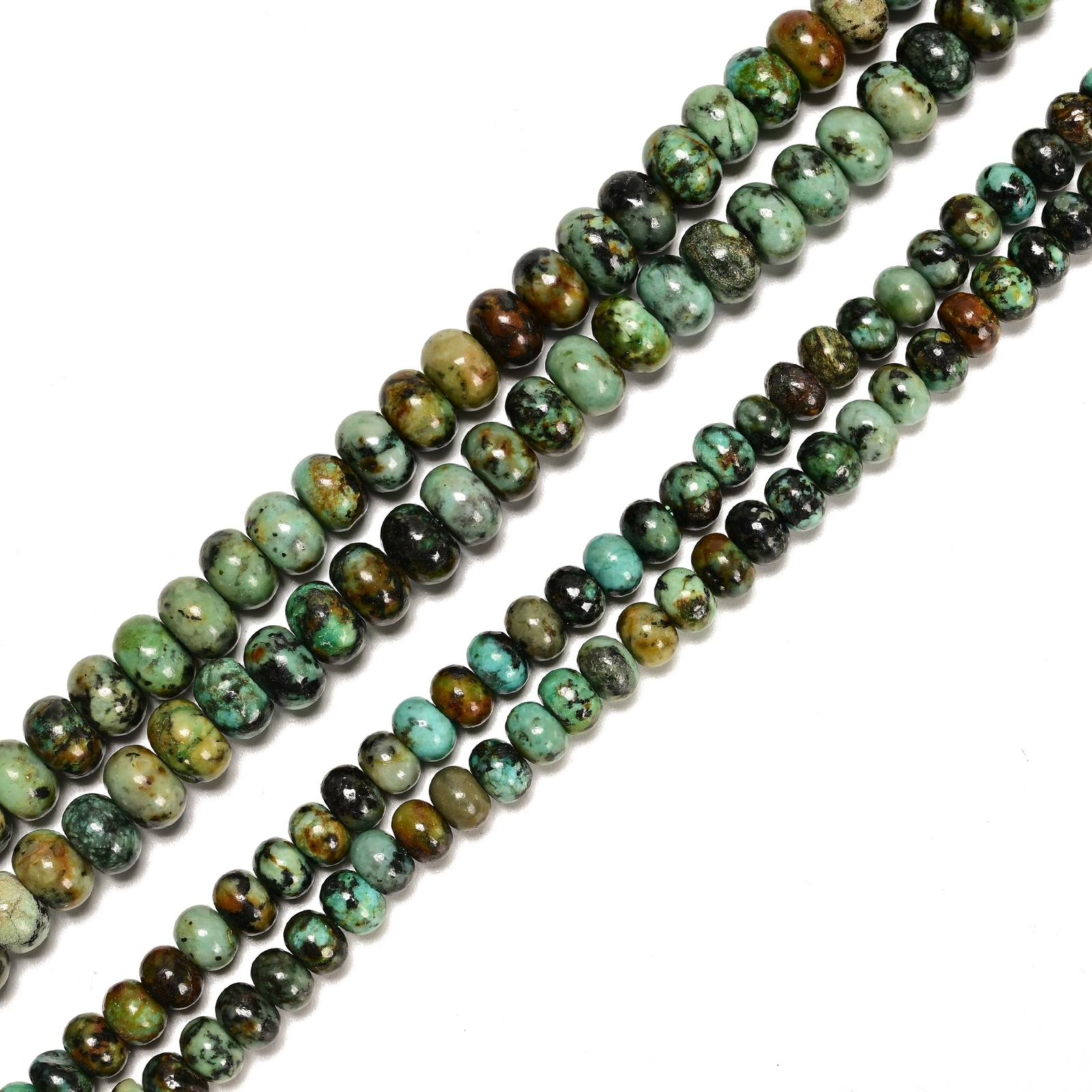 Natural African Turquoise Smooth Rondelle Beads Size 4x6mm 5x8mm 15.5” Strand