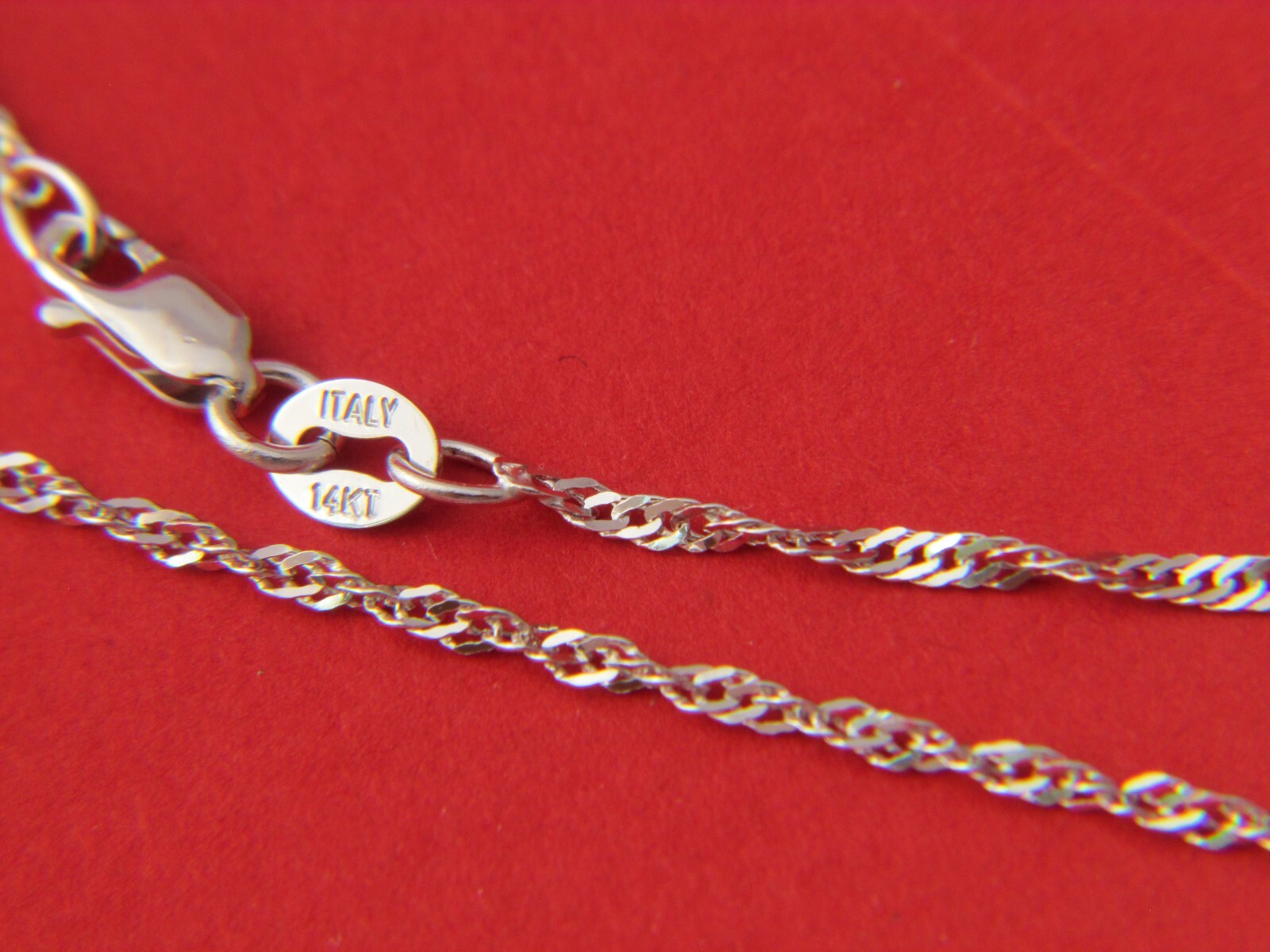 Real 14K White Gold 1.75mm Singapore Chain Solid Gold Necklace