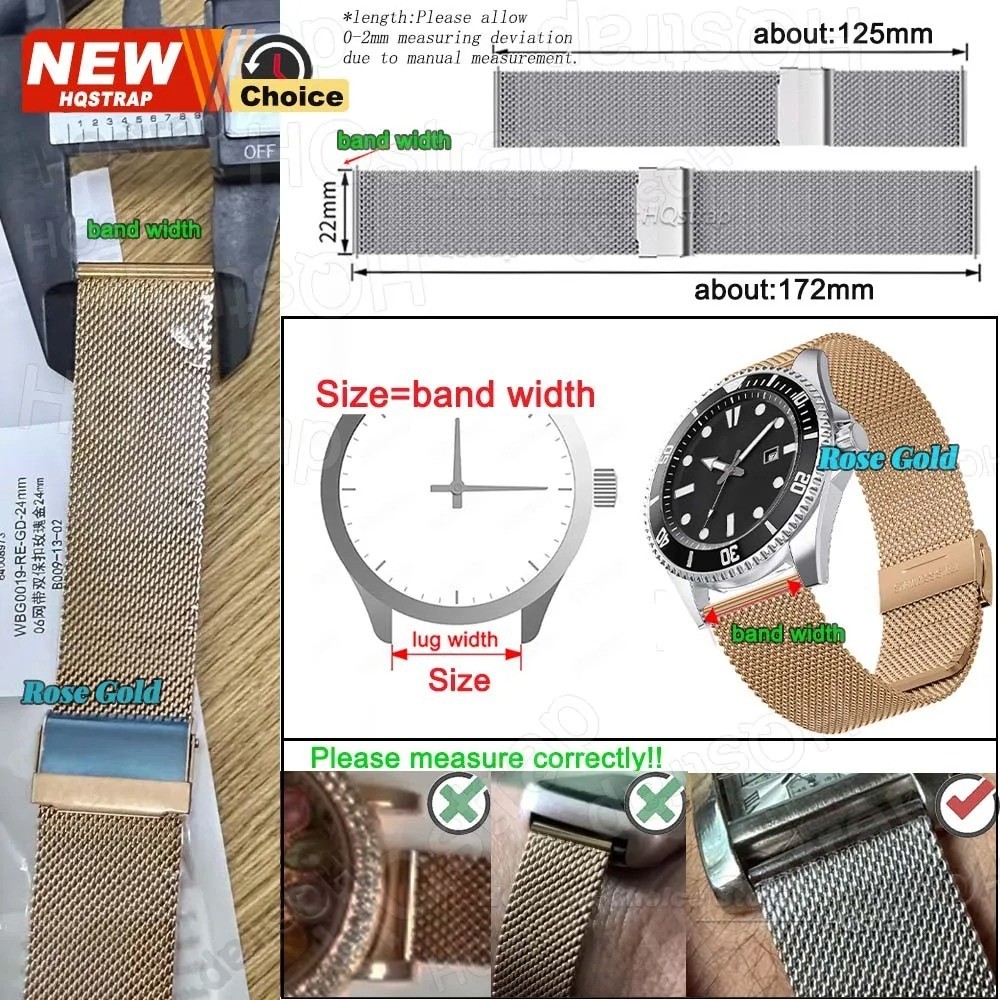 Rugged Milanese Mesh Stainless Steel Metal Watch Strap Band Quick Release12-24mm