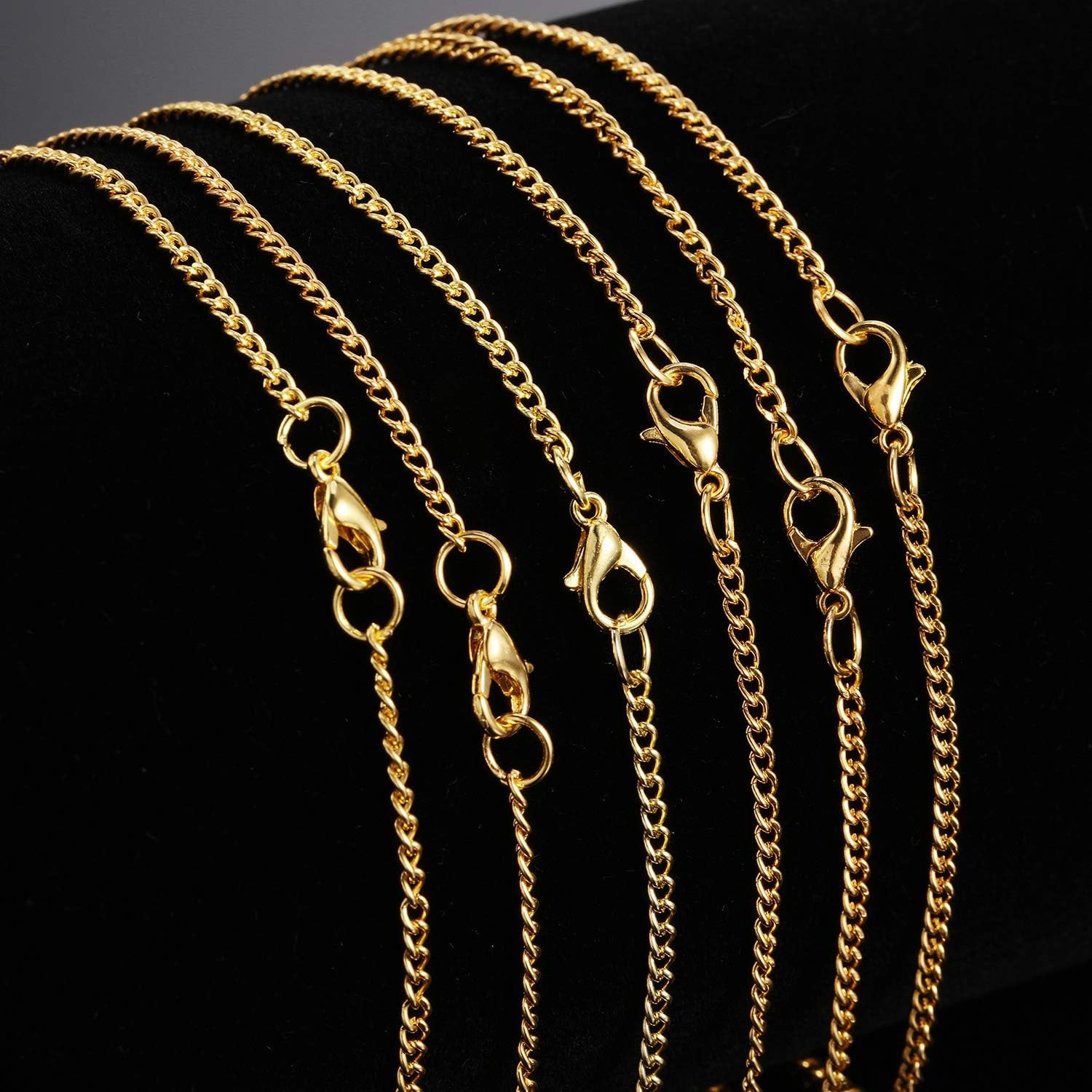 24 Pack Gold Plated Necklace Chain for Women Bulk 16-26 Inch 2 Mm Gold Plated DI